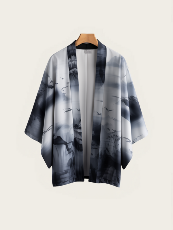 Serenity Mist Kimono Cardigan – Open-Front Drape