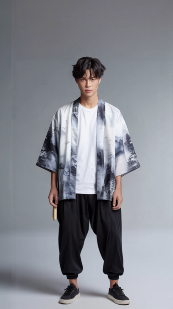 Serenity Mist Kimono Cardigan – Open-Front Drape