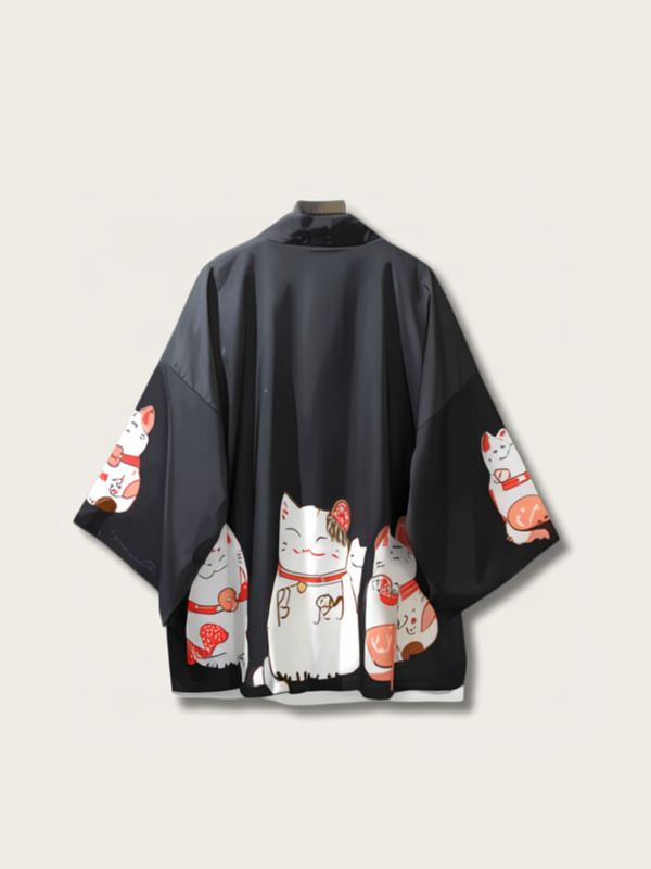Lucky Cat Japanese Kimono Jacket – Open Drape