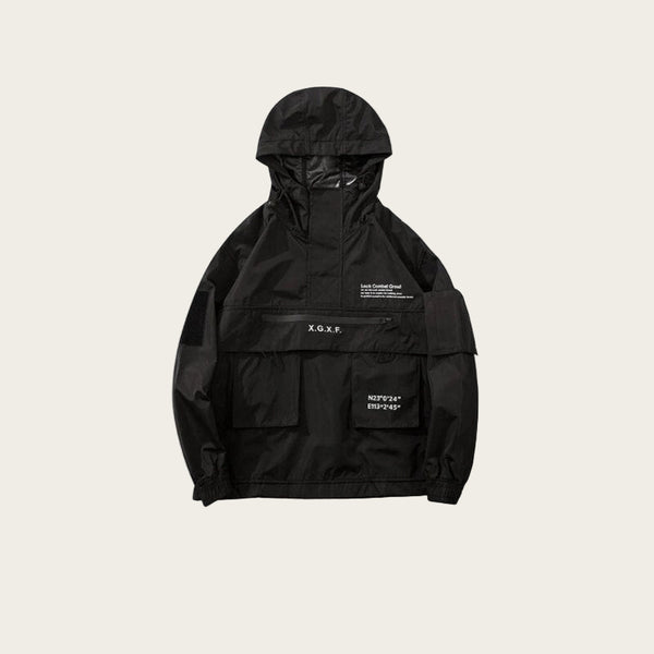 Letter Cool Print Steampunk Techwear Japanese Hoodie - Medium