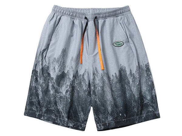 Mountain Contrast Printed Japanese Shorts - Medium