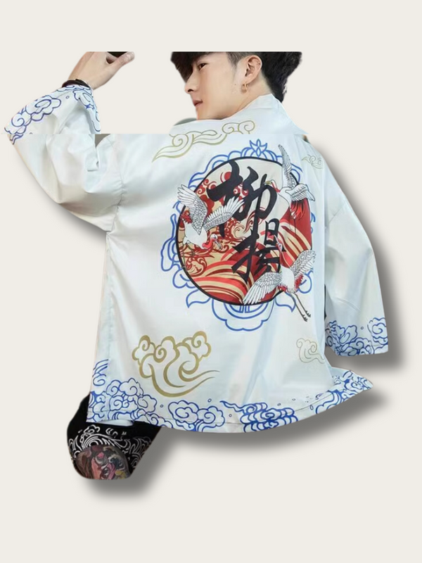 Elegance Crane Crest Kimono Cardigan - Medium