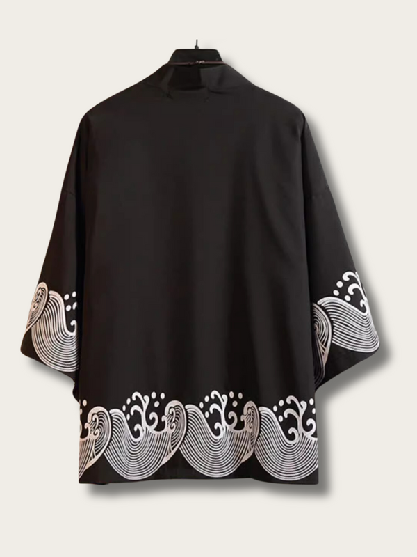 Wave Print Kimono Cardigan - Medium