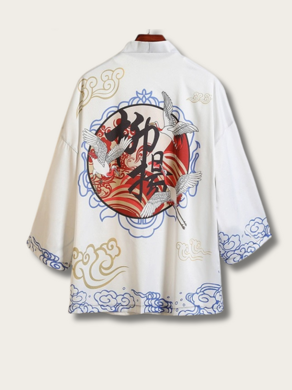 Elegance Crane Crest Kimono Cardigan - Medium