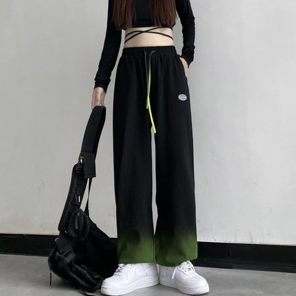 Gradient Color Retro Wide Leg Japanese Pants - Medium