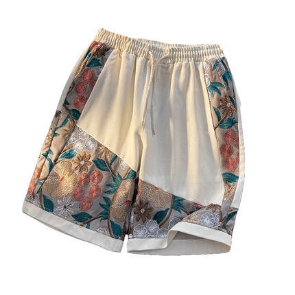 Cool Floral Print Design Japanese Modern Shorts - Medium