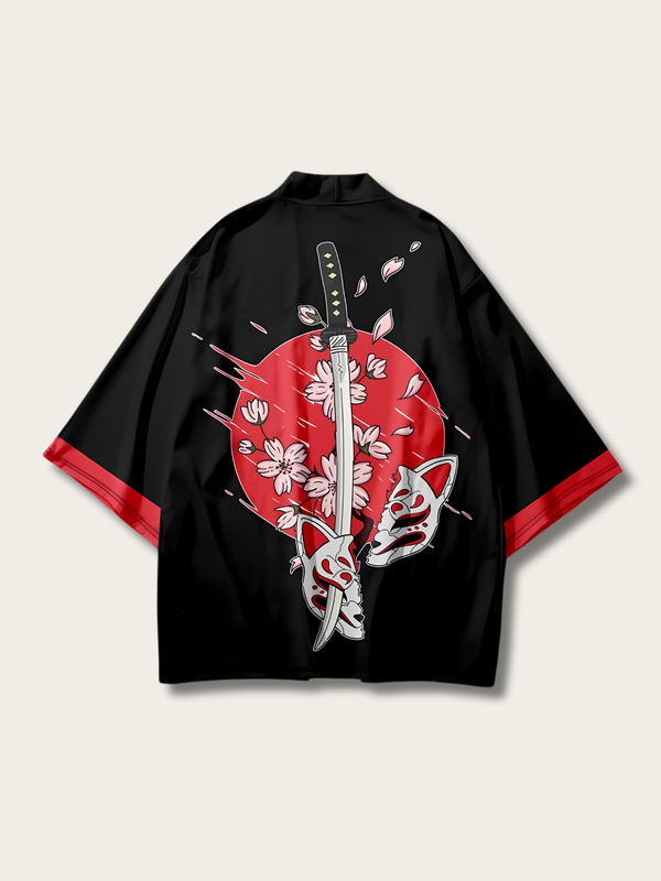 Kitsune Blossom Katana Kimono - Medium