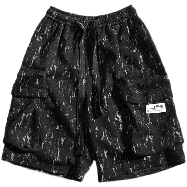 Ink Pattern Printed Retro Japanese Shorts - Medium