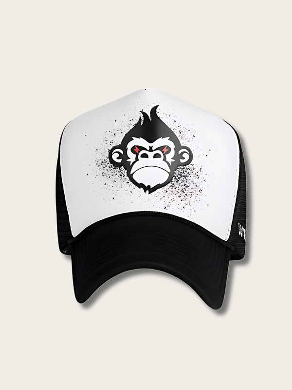 Gorilla Printed Japanese Trucker Cap - #ffffff:White
