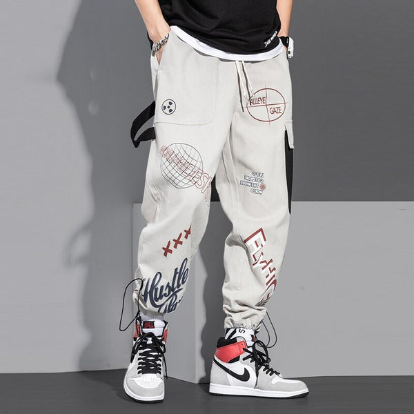 Graffiti Letter Printed Japanese Pants - Small