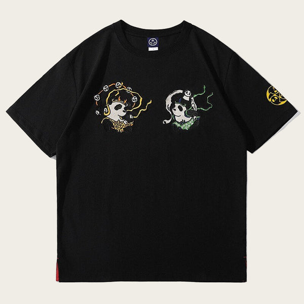 Anime Panda Print Japanese T Shirt - Medium