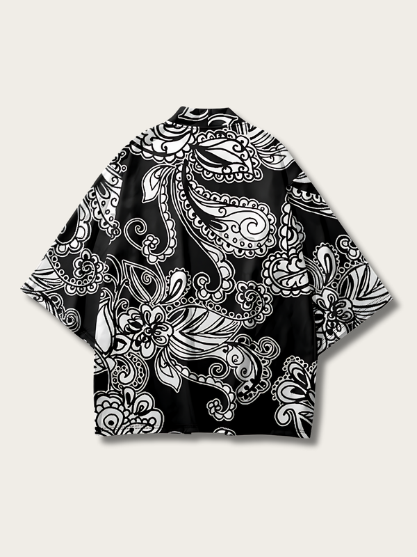 Midnight Blossom Paisley Kimono - M
