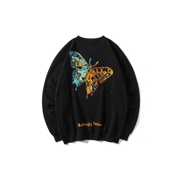 Aesthetic Butterfly Embroidered Japanese Style Sweater - Medium