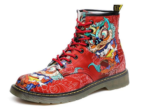 Vibrant Dragon Printed Japanese Modern Shoes - 37