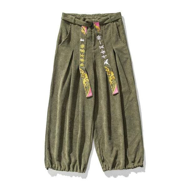 Plain Retro Style Wide Leg Japanese Harem Pants - Medium