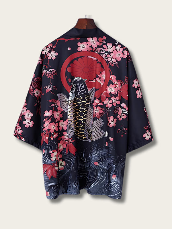 Sakura Koi Harmony Kimono Cardigan - #ffffff:White