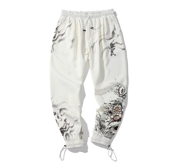 Lion Dance Head Japanese Modern Pants - Medium