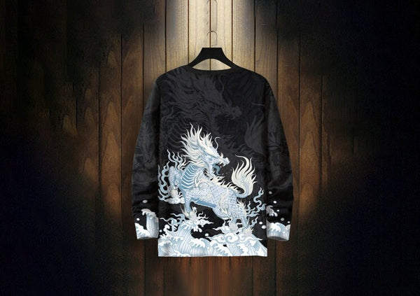 Legendary Beast Pattern Print Japanese Sweat Shirt - Small