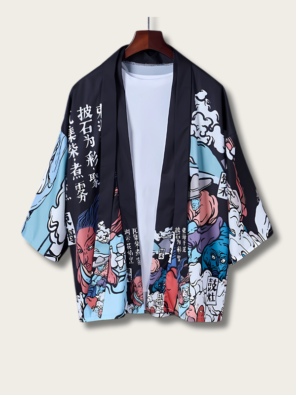 Yūgen Japanese Kimono Cardigan - black:Black
