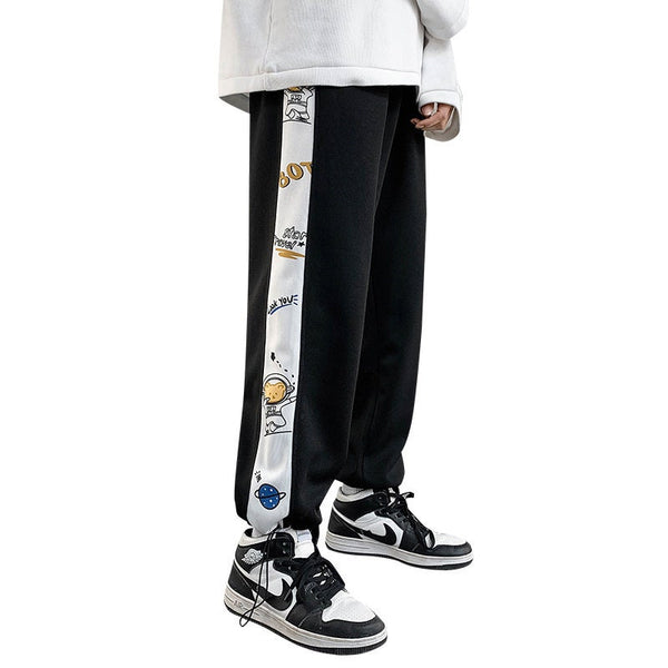 Printed Retro Drawstring Japanese Pants - Small