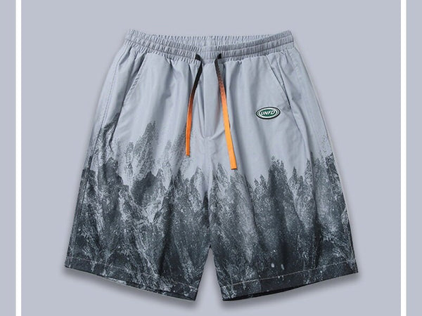 Mountain Contrast Printed Japanese Shorts - Medium
