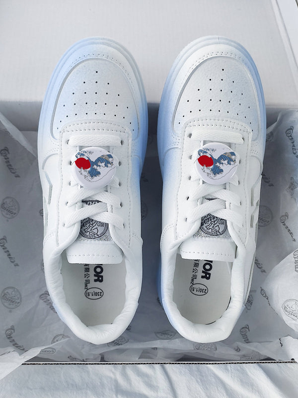 Sea Wave Print Japanese Streetwear Shoes - 35