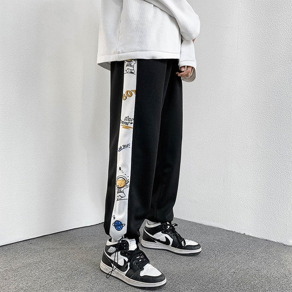 Printed Retro Drawstring Japanese Pants - Small