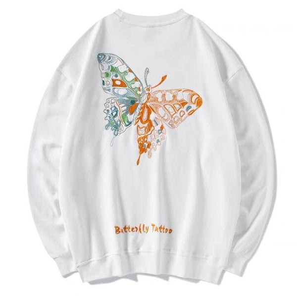 Aesthetic Butterfly Embroidered Japanese Style Sweater - Medium