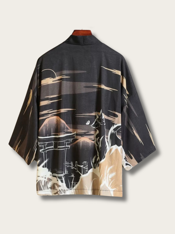 Edo Era Painting Kimono Cardigan - Medium