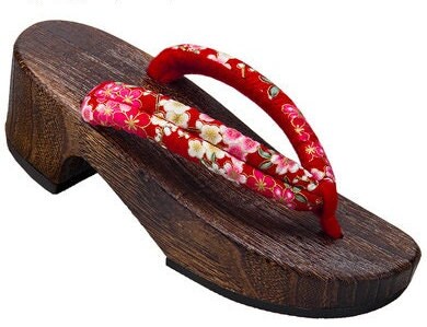 Wooden Floral Strap Japanese Sandals - Small
