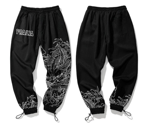 Mythical Dragon Printed Japanese Harem Pants - Large
