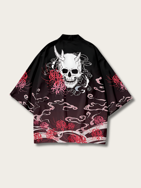 Skull Blossom Kimono Cardigan - M