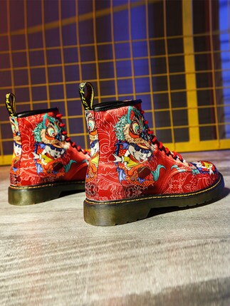 Vibrant Dragon Printed Japanese Modern Shoes - 37