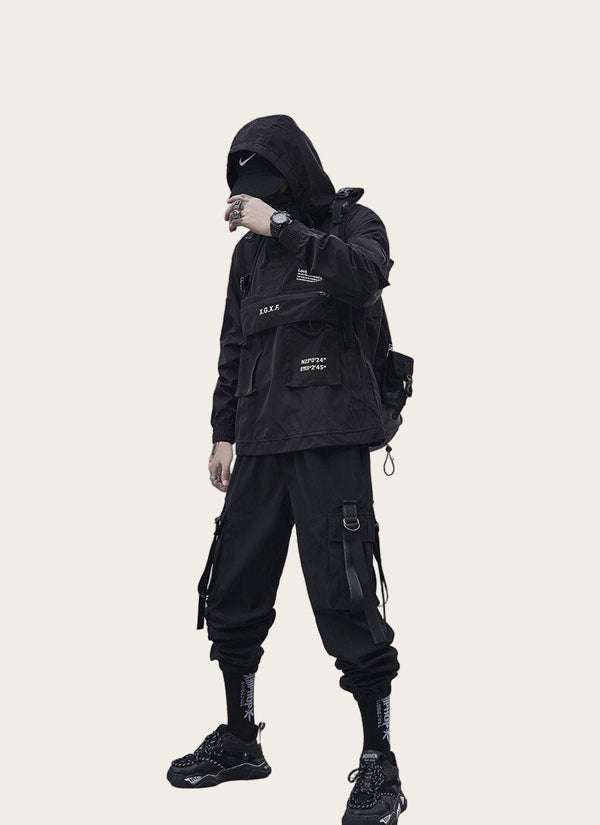 Letter Cool Print Steampunk Techwear Japanese Hoodie - 2XL