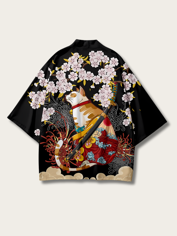 Samurai Blossom Haori Kimono Cardigan - M