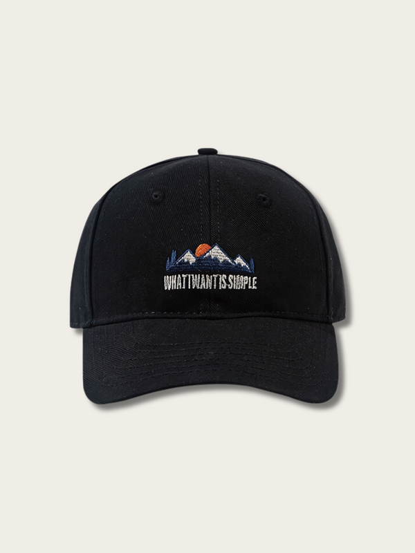 Fuji Mountain Embroidered Japanese Cap - Black