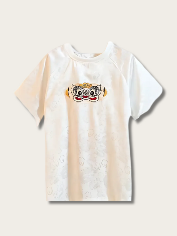 Lion Dance Cloudscape Japanese T Shirt - Medium