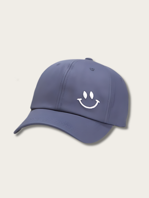 Smiley Vibe Minimalist Japanese Cap - Blue