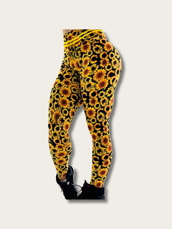 Sunflower Printed Japanese Yoga Pants - Medium