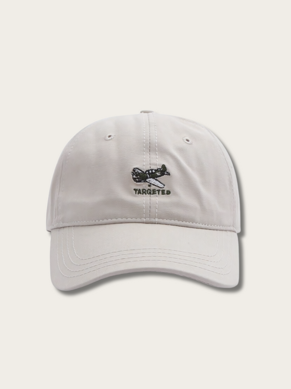 Plane Embroidered Japanese Cap - White