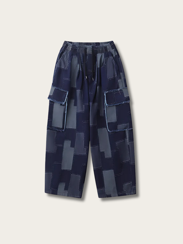 Patch Denim Japanese Streetwear Pants - Medium