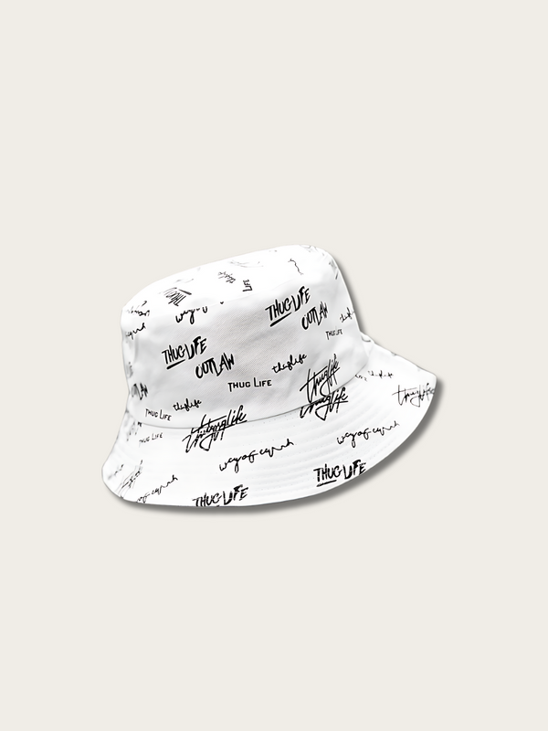 Thug Script Japanese Bucket Hat - White
