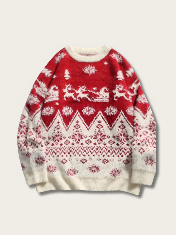 Festive Reindeer Japanese Cashmere Sweater - Medium
