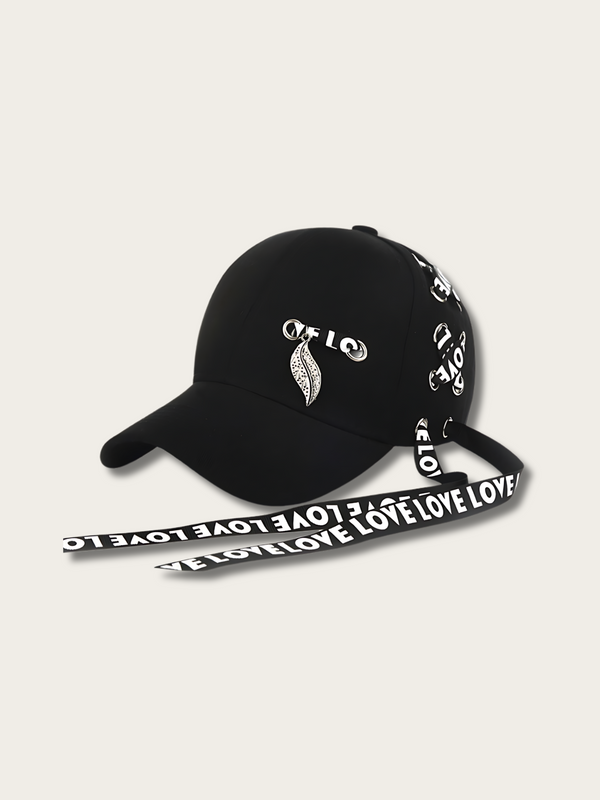 Love Leaf Japanese Baseball Cap - Black
