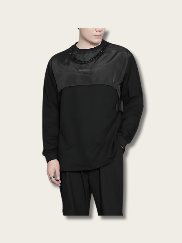 Noir Chainlink Paneled Japanese Sweatshirt - Large