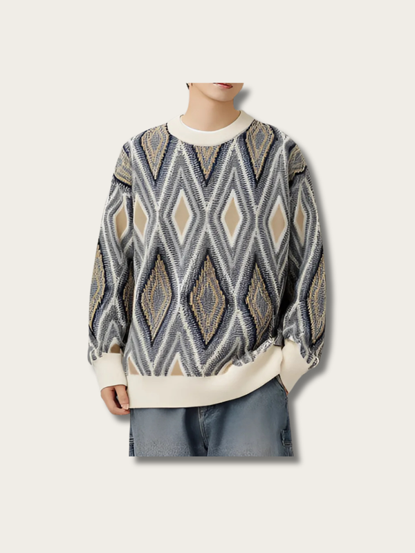 Weave Geometric Japanese Knit Sweatshirt - Medium