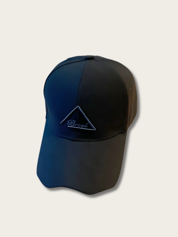 Triangle Letter Embroidered Japanese Cap - Black
