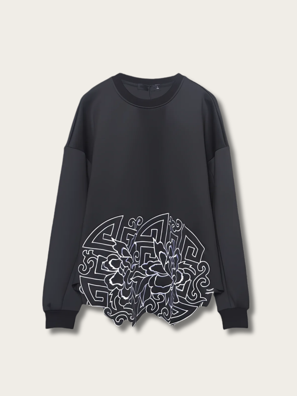 Zen Bloom Geometric Japanese Sweater - Medium