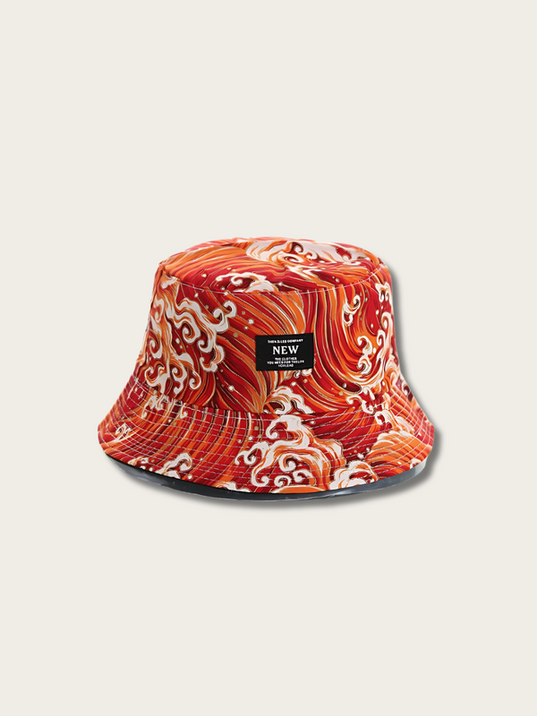 Nami Artisan Waves Japanese Bucket Hat - Red