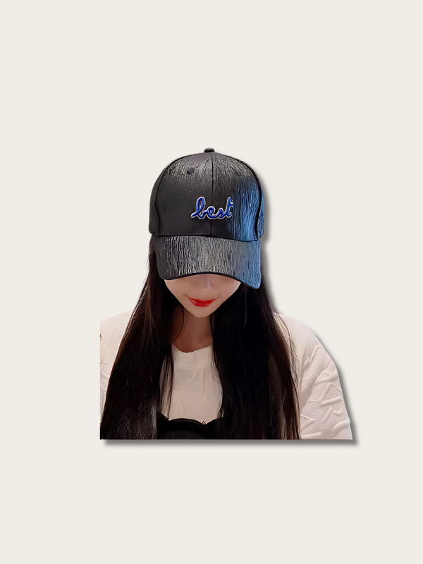 Simple Letter Embroidered Japanese Cap - White